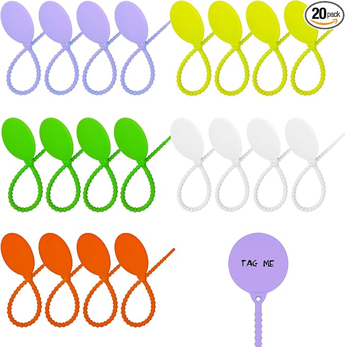 Cable Labels-Reusable Zip Tie, 20Pack Silicone Cord Organizer Writable Label Ties, Handwriting Cable Ties for Bundle Compatible Tags, Adjustable Cord Straps Cable Management Wire Tags for Home, Office