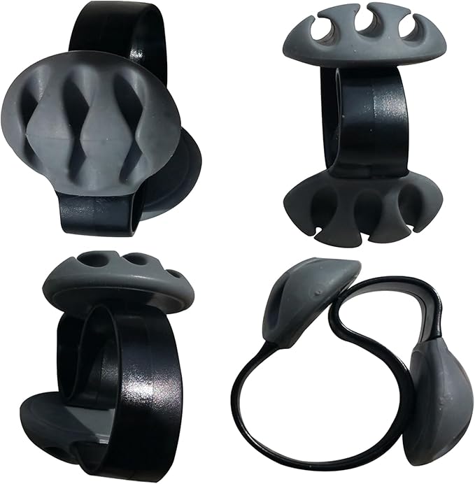 Coralpearl Desk Cable Drop Clips Non-Adhesive, Table Cord Stay Holder Weighted, Small Wire Management Clamp Removable, Silicone Tidy Organizer Keeper for Phone Computer Chargers (2 Black)