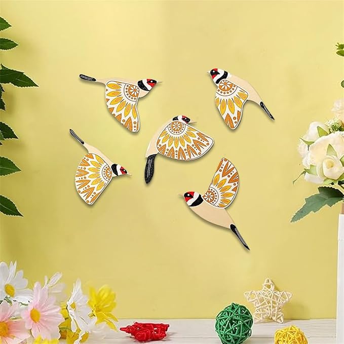 5PCS Wooden Bird Wall Hanging Decors Gift for Bird Enthusiasts Home Decors Gift