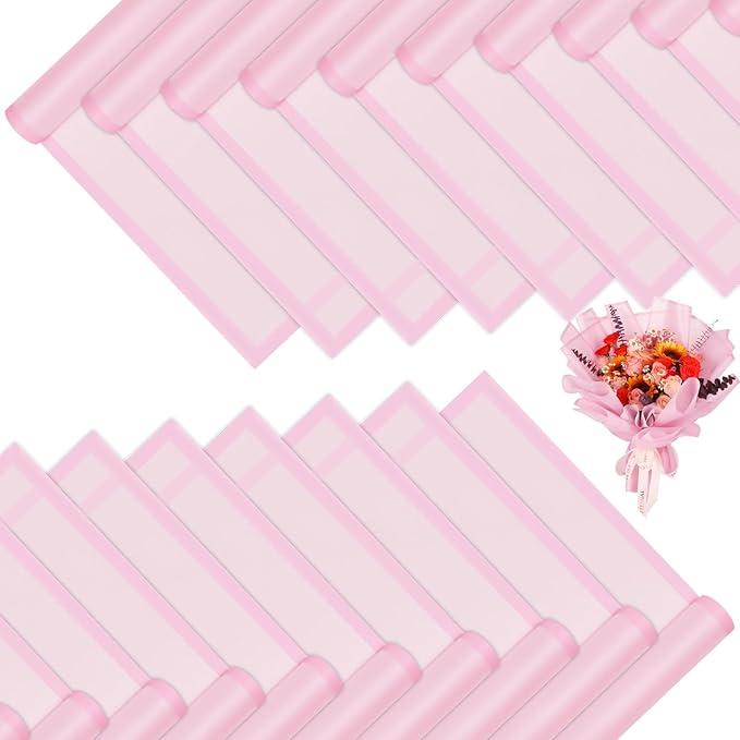 DEWJDFSC 20 Sheets Flower Wrapping Paper,Waterproof Floral Korean Bouquet Wrapping Paper, Florist Supplies, Suitable for Flowers Gift Packaging (Pink)