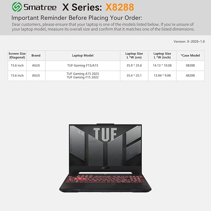 Smatree Hard EVA Protective Sleeve Bag and Case Compatible for 15.6 inch ASUS TUF Gaming A15 2024/2023 Laptop, for 15.6 inch ASUS TUF Gaming F15 2022/2021 Carry Travel Case Sleeve, White (X8288W)