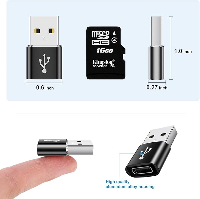 USB to USB C Adapter 8 Pack,USB C Female to USB Male Adapter,USBA to USBC Converter for iPhone 17 16 15 14 13,iPad,Tablet,Samsung Galaxy,Black