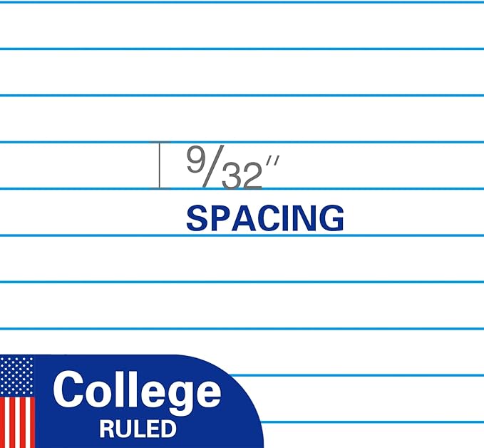 WritePads Notebook Paper College Ruled Loose Leaf Paper, Standard 8"x10-1/2",3 Hole Punched Binder Paper For 3 Ring Binder,150 Sheets/Pack, 4 Pack, White, MADE IN USA
