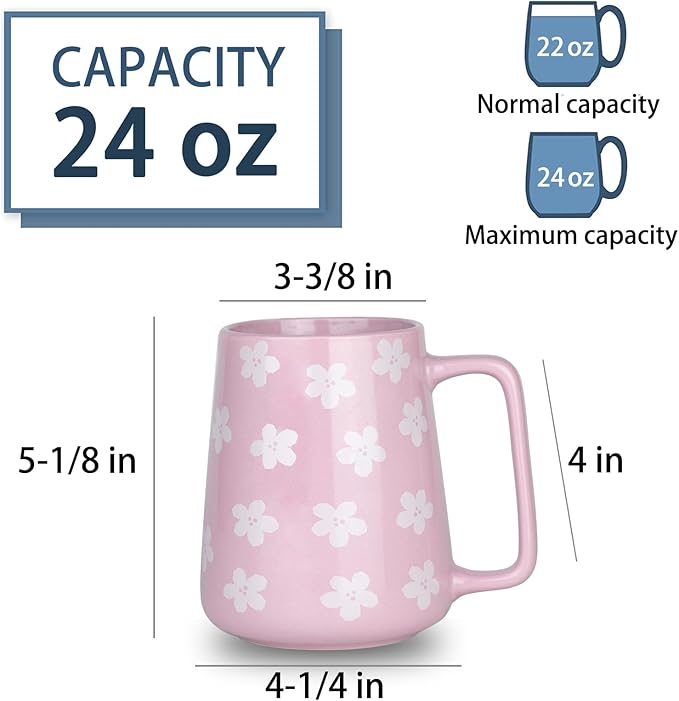 HYTYSKAR 24 OZ Extra Large Ceramic Coffee Mug, Jumbo Coffee Mugs, Big Tea Cups with a Large Handle for Office and Home, Microwave and Dishwasher Safe (24 OZ Purple)