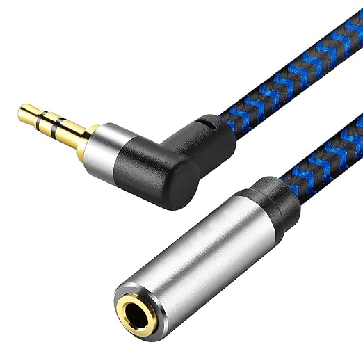 GGMTY 3.5mm Male to Female Extension Stereo Audio Extension Cable 6FT, Cotton-Braided Audio Extension Cable 6ft, Stereo Jack Cord for Phones, Headphones, Speakers, Tablets, PCs and More