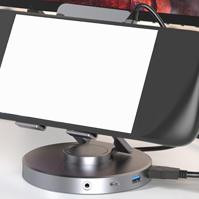 Zopsc USB C Docking Station, 11-in-1 Tablet Stand with 4K HDMI, 100W PD, Gigabit Ethernet, 4 USB Ports, Card Reader, Adjustable for Laptops, Tablets, Steam Deck and Smartphones