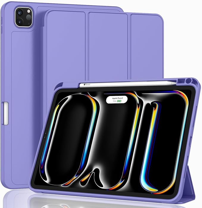 ZryXal iPad Pro 11 Inch Case (M5) 2025/ (M4) 2024 (Model: A2836/A2837/A3006), Trifold Stand Smart Cover with Pencil Holder and Soft TPU Back, Auto Wake/Sleep (Slate Blue)