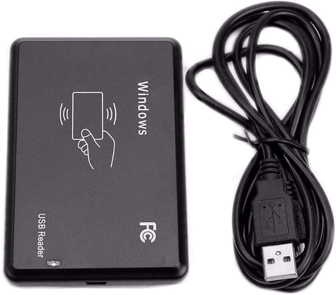 HiLetgo 125Khz EM4100 USB RFID ID Card Reader Swipe Card Reader Plug and Play with Cable First 10 Digit (Only Read 125kHz ID Card, Cannot Read IC Card. See Product Pictures)