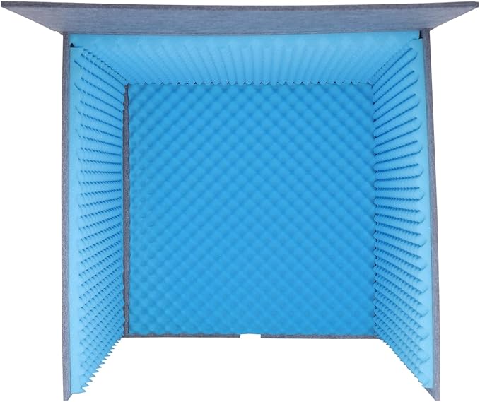 Desktop Soundproof Cover, Foldable Vocal sound absorbing shield, Isolation Booth for Voice Recording, Video Conferencing, Live Commentary, Musical Instrument Practice (Blue+Gray)