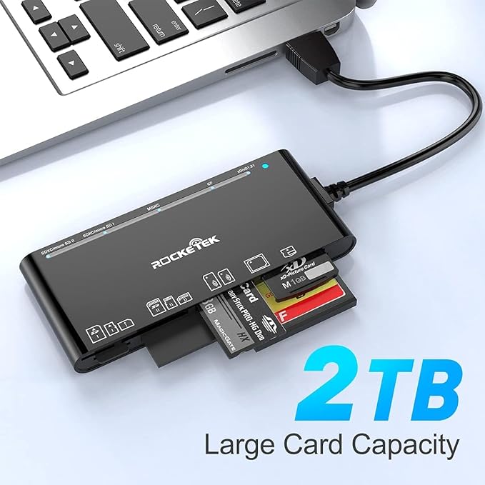 USB 3.0 SD Card Reader, 7-in-1 Multi Memory Card Reader for SD SDXC SDHC Micro SD CF MS MMC Camera Memory Card XD Card Reader, Plug and Play Simultaneously Read/Writer(5Gbps) for Mac OS, Windows