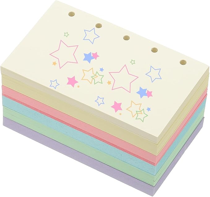 PATIKIL Colored Loose Leaf Paper, 4.1" x 2.5"(A8) 300 Sheets 5 Holes Punched 150GSM Blank Binder Refill Paper Supplies for Office Note Taking Teacher Planner Journal Notebook, 6 Colors