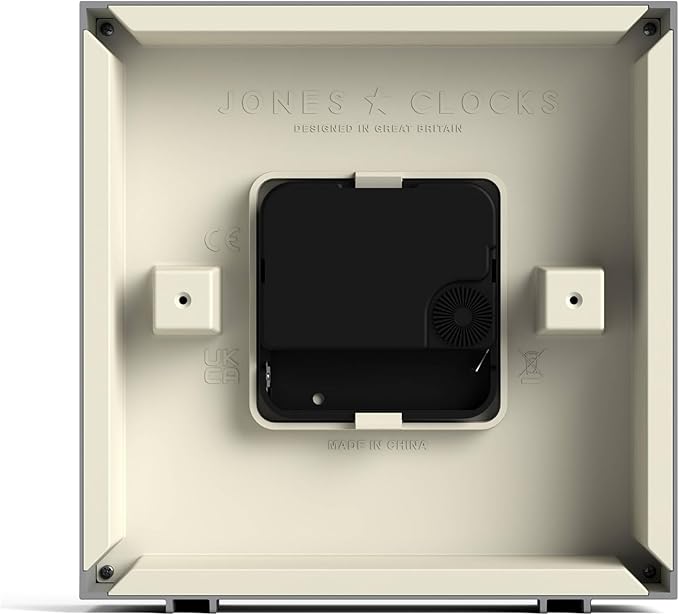 JONES CLOCKS® Disco Desk Clock | Sleek Square Design | Gray | Stylish and Easy to Read for Shelf, Table, Mantel or Bedside