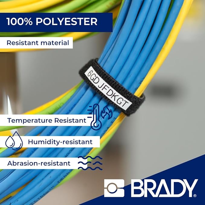 BradyGrip Authentic (M21-750-414) Print-on Hook Labels with Ribbon Featuring Velcro® Brand Hook for M21 Printers - 0.75"