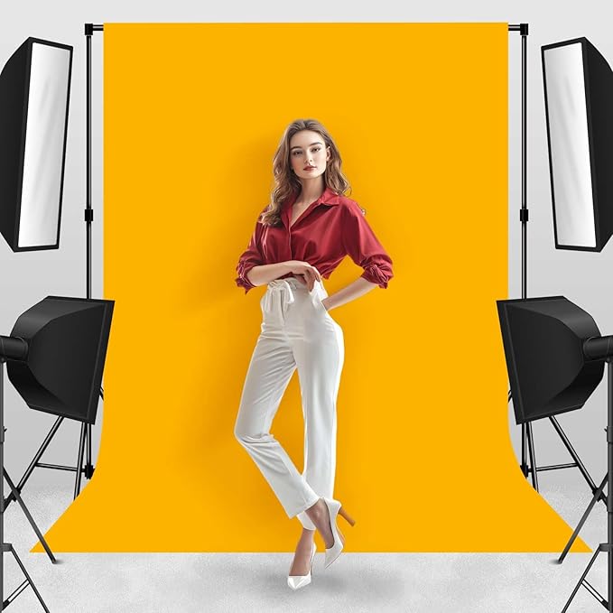 Photo Backdrop Yellow Background Fabric Professional Photography Solution 6x9ft Seamless Design Eliminate Wrinkles Short Video Food Photography Summer Theme Event