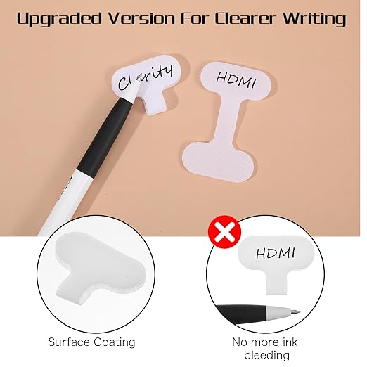 Cord Labels 40 Pack White Hook and Loop Cable Tags for Electronics, Computers, and Chargers Reusable Cable Labels Wire Tags for Easy Identification and Organization
