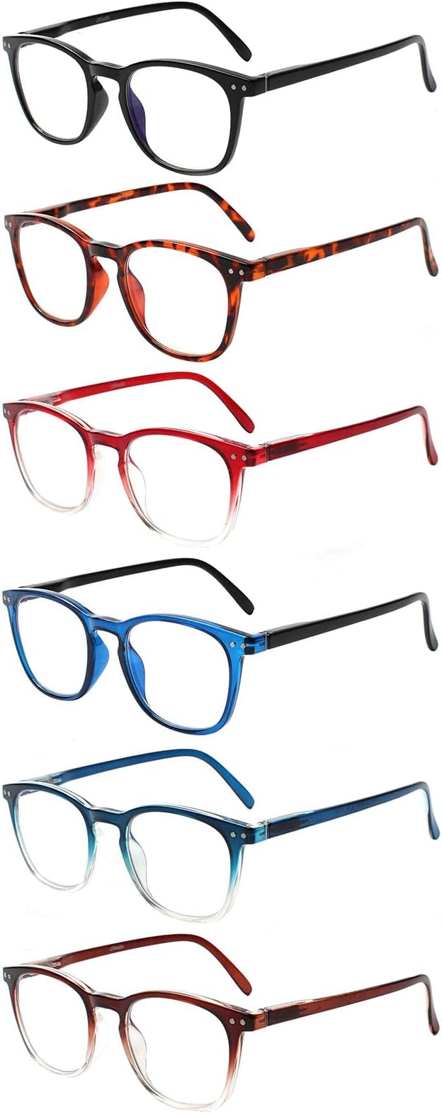Henotin 6-Pack Blue Light Blocking Reading Glasses,Spring Hinge Computer Readers for Men Women,Anti UV Ray Filter Eyeglasses(reading glasses for women, 1.50)