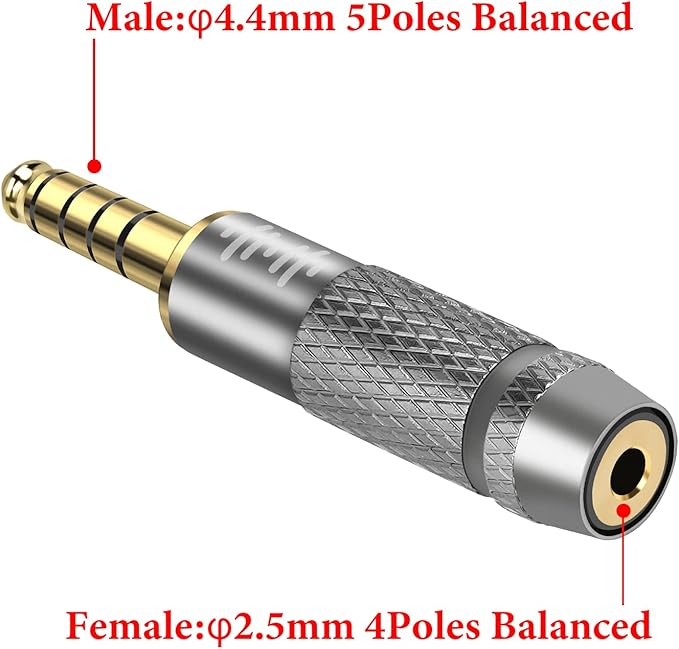 GEEKRIA 4.4mm Male to 2.5mm Balanced Female Headphones Adapter for 2.5mm 4-Pole Cable Connected to 4.4mm Player Device, Aluminum Alloy Conversion Audio Plug, Gold Plated