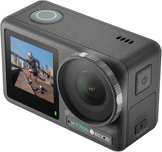 Xtra Edge Action Camera, 1/1.3" Sensor & 4K Cinematic Video, Hyper Stabilization, Waterproof Camera to 52 Ft, 3-Hour Battery, Universal Quick Mount, Vlogging Camera for Adventure Photography