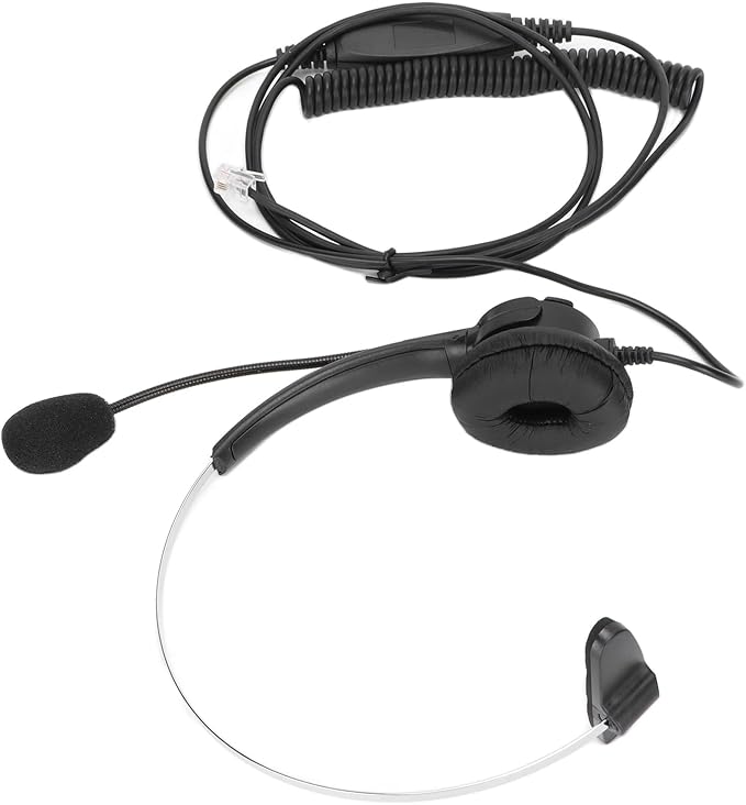 SparkFeng RJ9 Telephone Headset, Professional Call Center Headset with Noise Reduction Microphone, Wired Office Headset for Customer Service, Lightweight Comfortable Earphones with Adjustabl