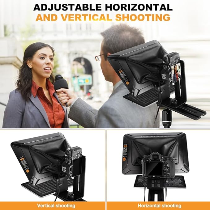 LENSGO 12.9'' Aluminum Teleprompter for iPad Tablet DSLR Cameras with Remote Control, App Compatible with iOS/Android,Professional Prompter for News/Broadcasting,Online Teaching,Live Streaming(TC12)