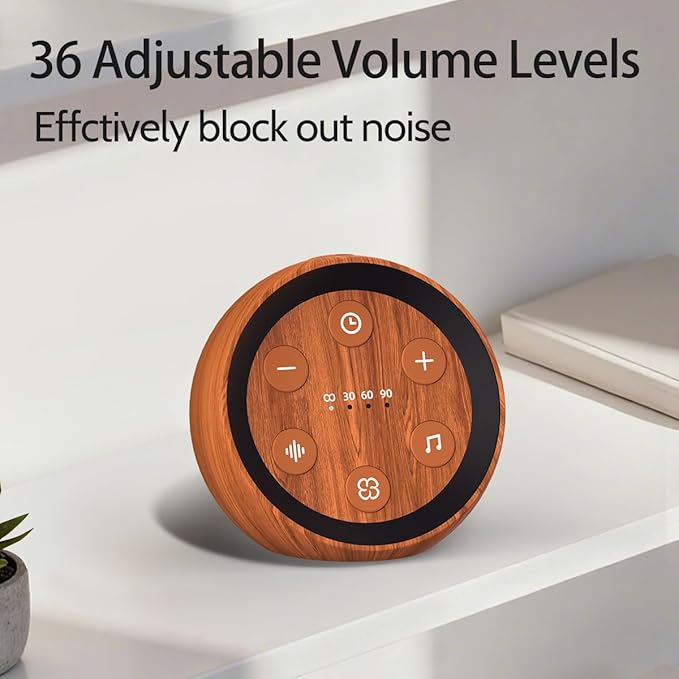 Battery Powered Sound Machine White Noise Sleep Machine with 32 Calming Sounds 36 Volume Levels Brown Noise Machine for Baby Kid Adult with 4 Timer for Travel Office Privacy