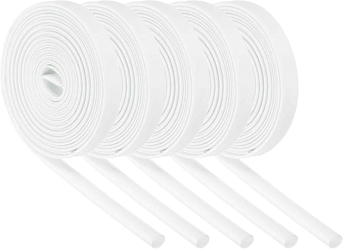 MECCANIXITY 5Pcs Wire Insulation Braid Fire Sleeve,9.8Ft-7mm ID White, High Temp Silicone Coated Fiberglass Sleeving for Automotive Hose Lines Electrical Wiring