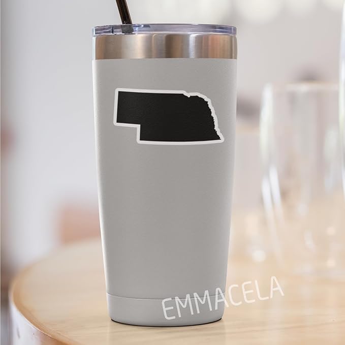 (3PCS) Nebraska Map Stickers, US State Waterproof Vinyl Decals for Tumblers, Water Bottles, Laptops, Books, Scrapbooks, Great for Nebraska Lovers 3 x 1.6 Inch