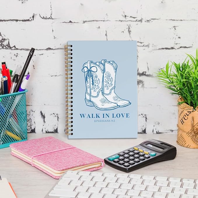 dvhdajed Western Cowgirl Spiral Notebook, Walk in Love Cowgirl Journal Notebooks, Western Preppy Spiral Journal for Girls Women, Cowgirls Office School Supplies Gifts, 5.5x8.3 In