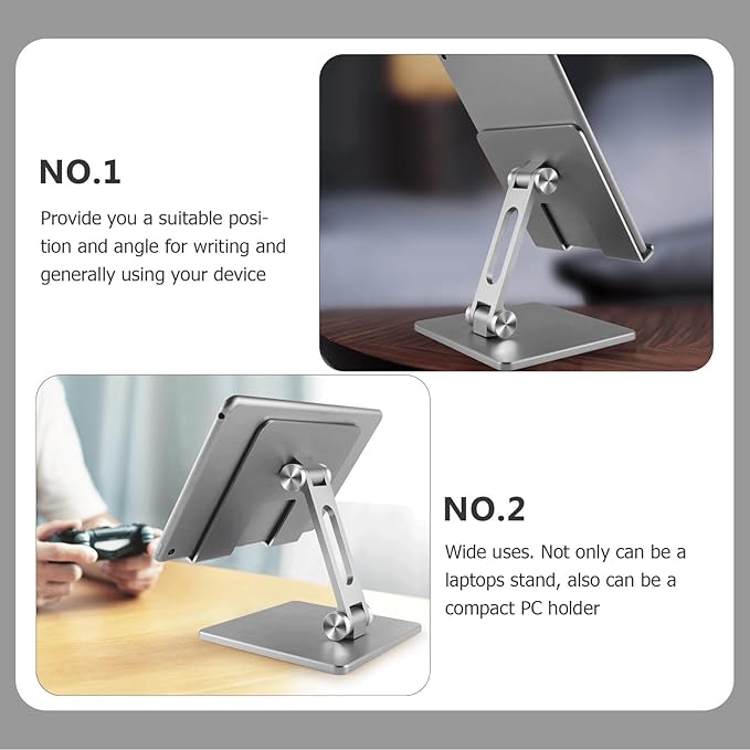 BESPORTBLE Aluminum Alloy Folding Laptop and Tablet Stand Portable Foldable Holder for Desk Use Compatible with Ipad and Notebooks Silver Gray