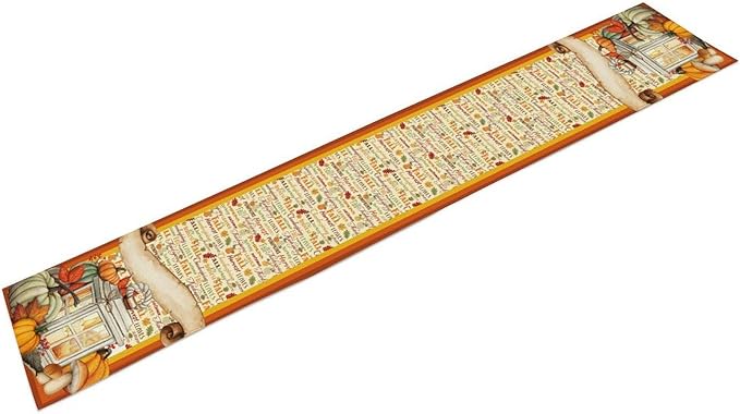 Fall Pumpkin Table Runner Rustic Farmhouse Mushrooms Leaves Berries Lanterns Thanksgiving Theme Home Decor for Farmhouse Indoor Outdoor Party Holiday Dining Kitchen Restaurant Cafe W13xL36in