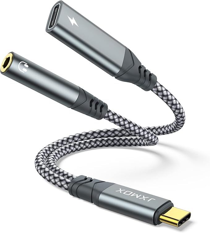 USB C to 3.5mm Headphone and Charger Adapter, 2-in-1 USB Type C to Aux Jack Dongle Cable with PD 60W Fast Charging for iPhone 15 16 17 Pro Max Air, Samsung Galaxy S23 S24 S25 Ultra, Note 20, iPad Pro