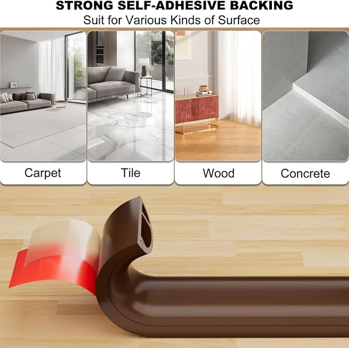 Kneelisa 6FT Side-Open Extension Cord Covers for Wires on Floor,Silicone Power Cable Protector Cord Hider Management Strip,Hide Electric Wire on Carpet,Chord Runner Protective Safety Wiremold,Brown