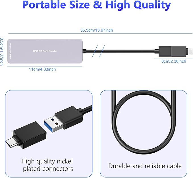 Multi Memory Card Reader, 6 in 1 USB C USB 3.0 to SD TF XD CF MS M2 Card Reader Adapter, Supports SD SDXC SDHC CF CFI TF Micro SD Micro SDXC Micro SDHC MS MMC UHS-I Cards,for Windows/Mac/Linux/Android