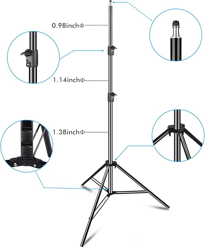 SLOW DOLPHIN Photo Video Studio 20ft (Wide) x 10ft (Tall) Heavy Duty Adjustable Width & Length Photography Backdrop Stand Background Support System Kit with Spring Clamps , Backdrop Clips, Carry Bag