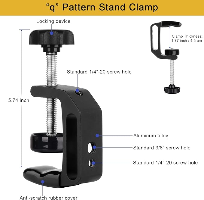 Mippko iPhone Mount for Desk/Table/Rod/Kitchen Cabinet,360°Adjustable Aluminum Alloy Phone Stand,Clip Holder Compatible with 3.5~7.5" iPhone/Nexus/HTC/Huawei/Smartphone