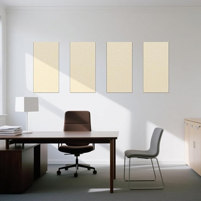 Art3dwallpanels 8 PCS Acoustic Panels, 24''x12'' Fabric Soundproof Wall Panels, Easy-Hook Mounting Sound Absorbing Panels for Studios, Office, Home Theater, Linen