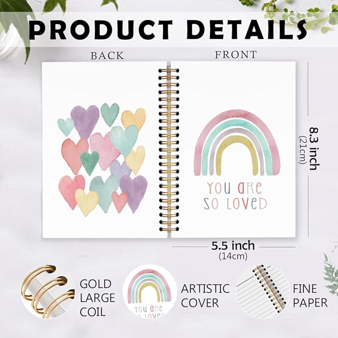 dvhdajed Boho Rainbow Spiral Notebook, You Are So Loved Positive Affirmation Journaling Notebooks, Inspirational Spiral Journal for Girls Women, Positive Office School Supplies Gifts, 5.5x8.3 In