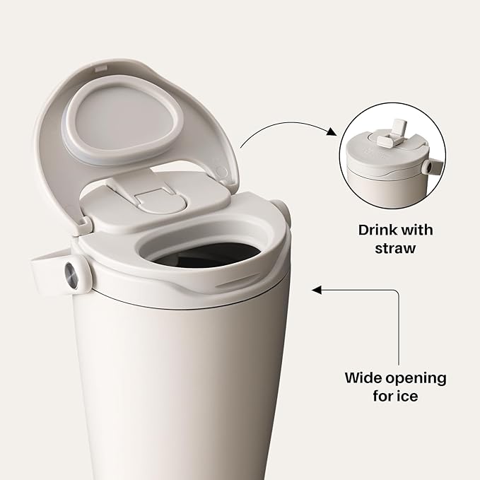 BOTTLE BOTTLE Insulated Tumbler with Handle & Straw Lid, 30oz Stainless Steel Leak-Proof Water Bottle for Hot & Cold Drinks, Add Ice Without Unscrewing, BPA-Free for Travel, Sports, Office(Gray)