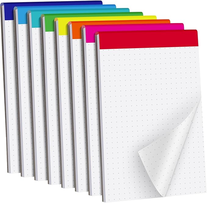 Tenceur 8 Pack Grid Paper Pad 4 x 6 Inch Graph Paper Pad, Graft Paper 30 Sheets Graph Ruled Grid Pad Notebook Notepads Memo Pads Math Grid Note Pad Scratch Pads Assorted Colors(Dot Grid)