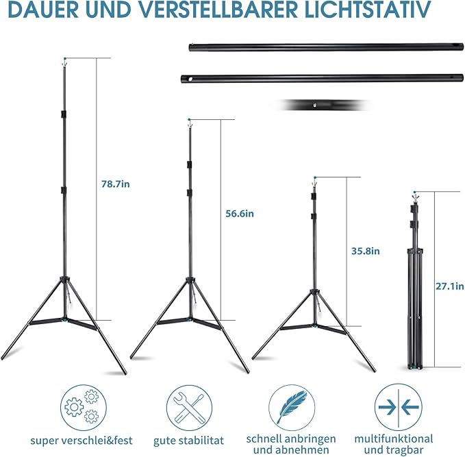 Photo Video Studio 10x7Ft (WxH) Adjustable Background Stand Backdrop Support System Kit with Carry Bag