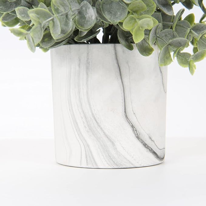 Hollyone Faux Plants Indoor Artificial Mini Potted Plants Plastic Green Plant Small Fake Plants Eucalyptus Decor in Pots for Home Table Room Bathroom Decor