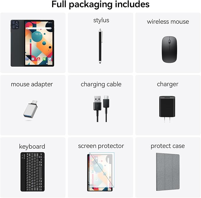 SUNTUNG Tablet, 2026 Latest 11 inch Android 15 Tablet, 5G WiFi+Cellular, MTK8786 Octa-Core, 16GB 128GB 1TB Expansion, 4G LTE Tableta, 21MP Camera, Gemini AI 2.0, Tablets with Keyboard, Mouse, Case