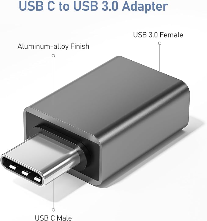 Basesailor USB C to USB Adapter 3Pack,USBC Male to A Female 3.0 OTG MacBook Pro/Air Adapter,Type C Thunderbolt 4 3 Converter for Apple iPhone 17 16 15,Mac,iPad,Microsoft Surface,Samsung Galaxy S25 S24
