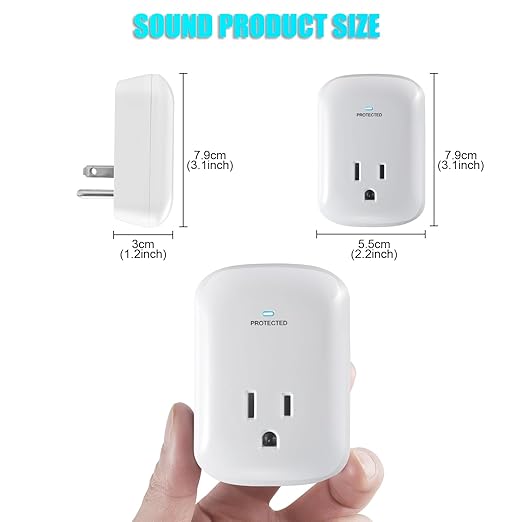 Single Surge Protector Plug, FiiMan ETL Listed Grounded Outlet Wall Tap Adapter with Indicator Light,1-Outlet,2200 Joules/15A/1875W, White, 2Pack