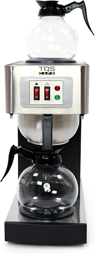 Existing Beauty 12-Cup Commercial Coffee Maker Stainless Steel - Double Coffee Machine for Office, Restaurant, Industrial Use - High Capacity Office Coffee Maker - TQS Cafe