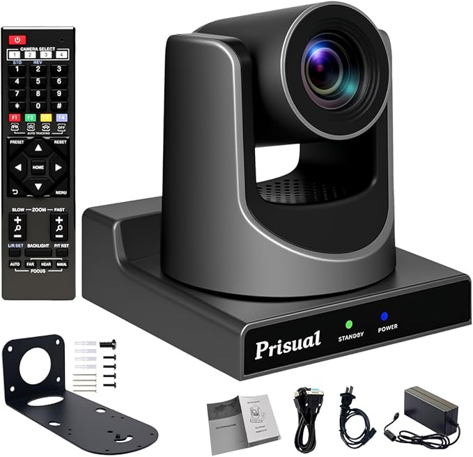 Prisual NDI PTZ Camera Gen 5, 30X Optical Zoom, AI Auto Tracking, 3G-SDI USB LAN PoE HDMI PTZ Camera for Church Broadcast Education Events (Official NDI 6 & NDI HX3 Certified) TEM-30N PRO