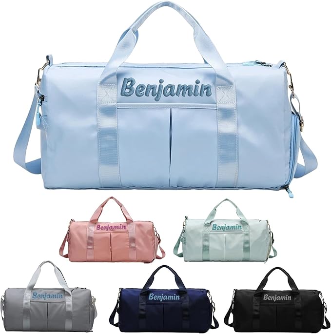 Personalized Travel Duffle Bag for Women with Embroidered Name Custom Sport Gym Bag with Shoe Compartment Weekender Overnight Tote Luggage Bag Customized Gifts for Birthday Pink