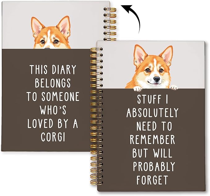 LIANGW Funny Corgi Gifts for Women & Men, Corgi Lovers Gifts Spiral Notebook Journal for Writing, Pet Dog Mom Owner Gift, 5.5x8.3 Inch
