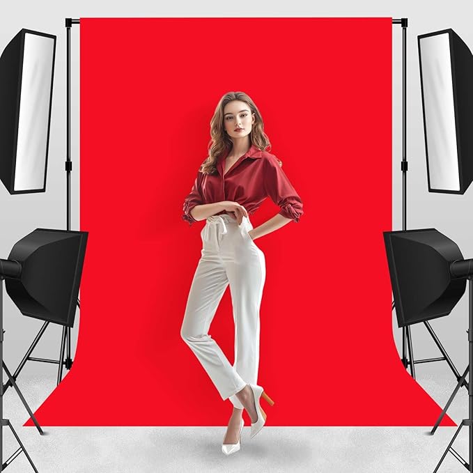 Photo Backdrop Red Background Cloth Professional Photography Solution 10x10ft Seamless Design to Eliminate Wrinkles Wedding Luxury Theme Decoration Art Exhibition Gallery Display