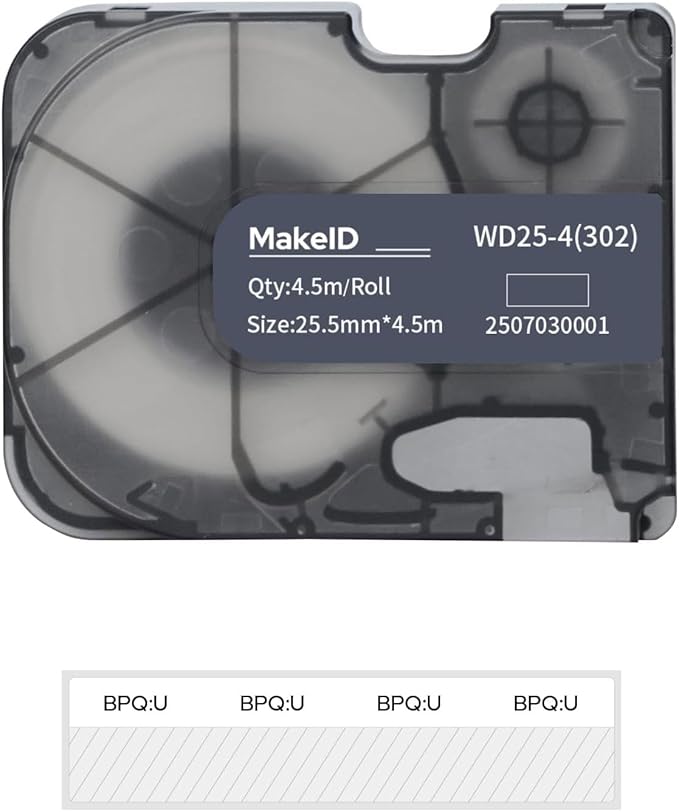 MakeID P31S&P31 Self-Laminating Wire Wrap for Electrical&Datacom Cable, Integrated PE Labels with Ribbon Cartridge for P31S&P31 Industrial Label Maker, 1" W, 14.76ft L/Roll